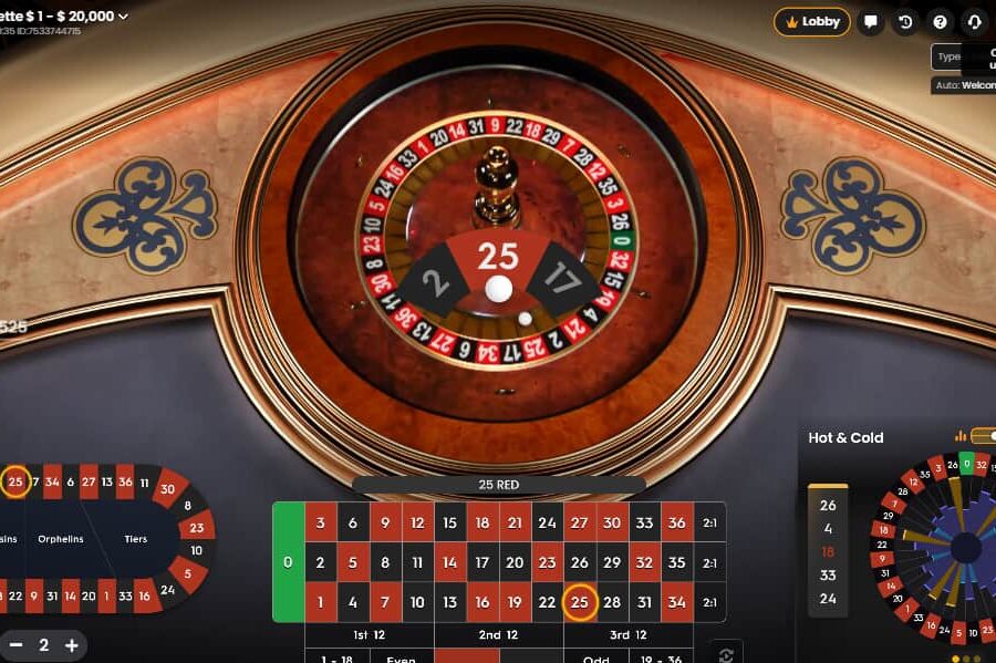 A live roulette game of Auto Roulette on the CoinPoker Casino app.